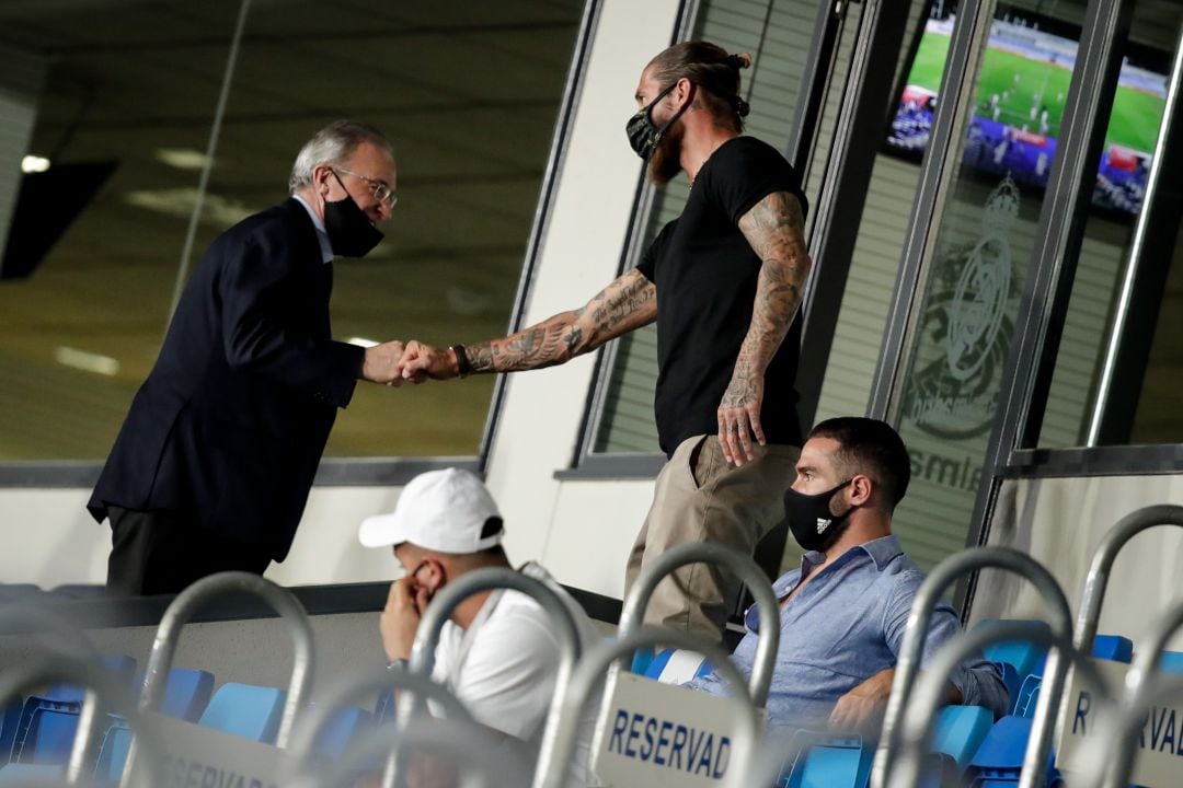 Florentino Pérez, junto a Sergio Ramos