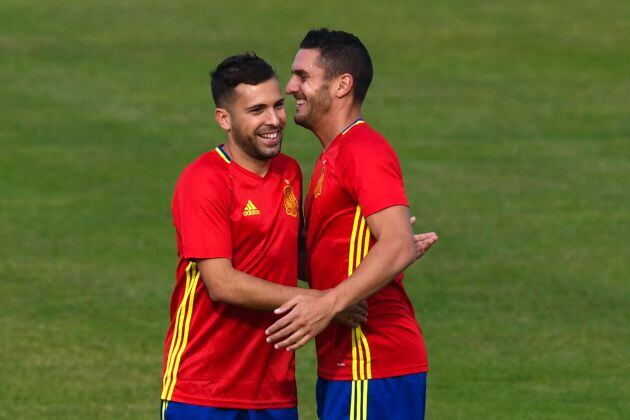 Koke y Jordi Alba en una concentración con la Selección