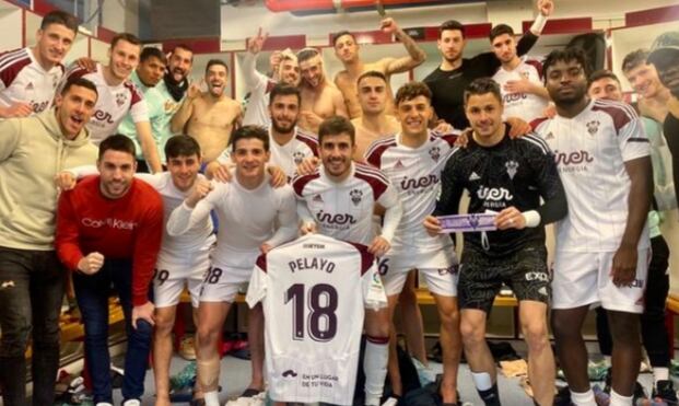 El Albacete celebra su victoria ante el Sporting