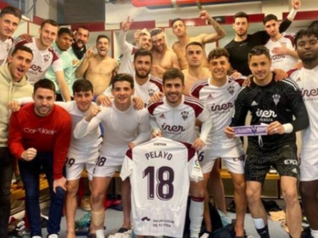 El Albacete celebra su victoria ante el Sporting