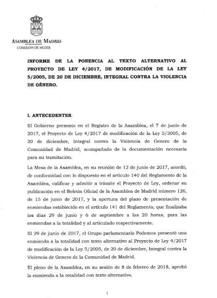 Modificación de la Ley Integral contra la Violencia de Género