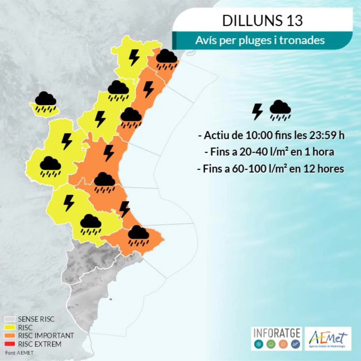 Previsión lluvias en la Safor