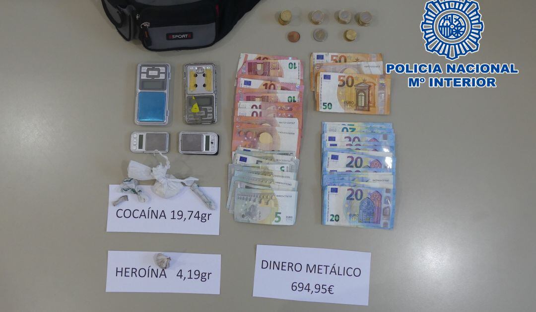 Material interceptado por la Policía Nacional.