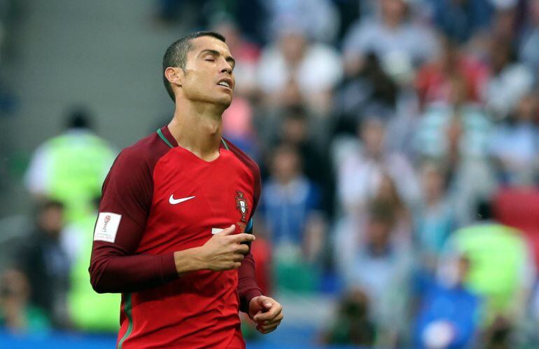 Cristiano Ronaldo en el partido Portugal Mexico en la Copa Confederaciones en junio de 2017.