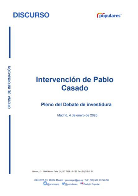 La intervención completa de Pablo Casado