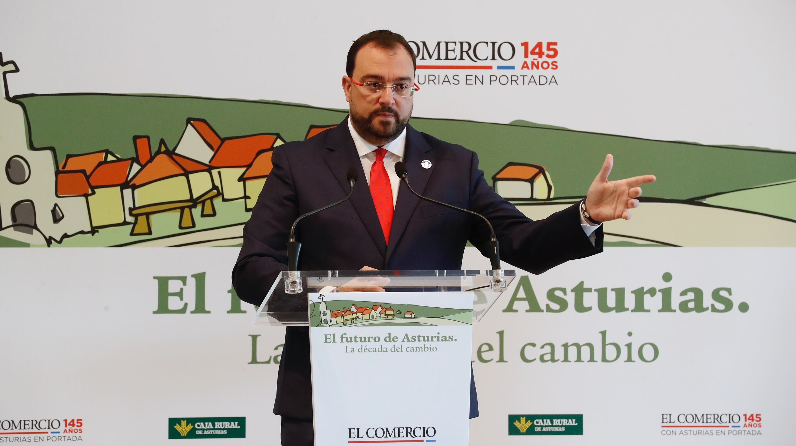 Adrián Barbón, presidente del Principado, durante el desayuno informativo.