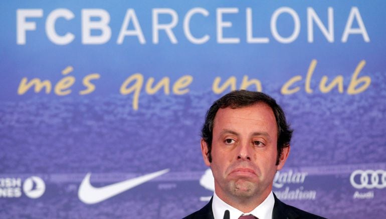 Sandro Rosell en una imagen de archivo de 2013 en una conferencia en el Camp Nou