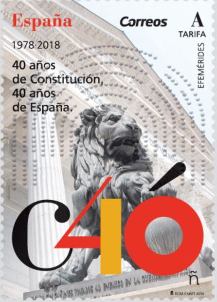 Sello conmemorativo por el 40 aniversario de la Constitución presentado por Correos