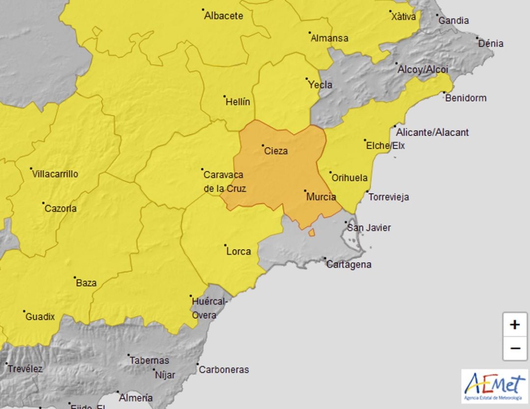 Avisos meteorológicos por altas temperaturas activos en la Región de Murcia