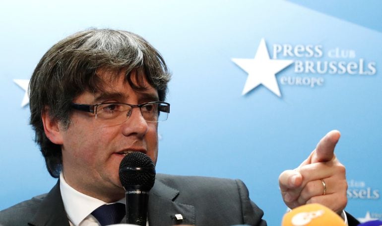 Puigdemont durante su declaración a los medios en Bruselas del día 31 de octubre 