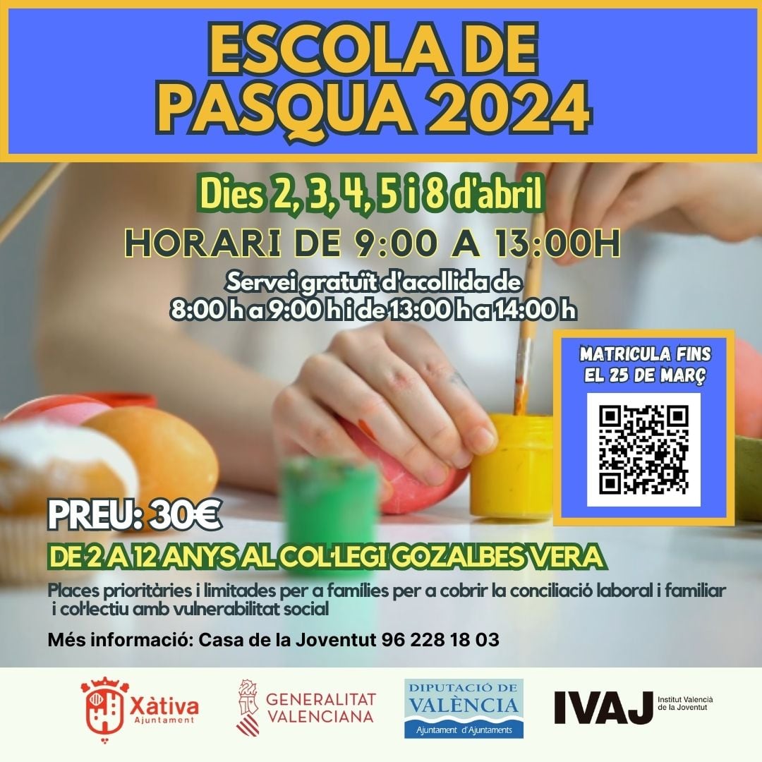 Cartel de la escuela de Pascua de 2024 de Xàtiva