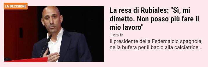 Rubiales en &#039;La Gazzetta dello Sport&#039;.