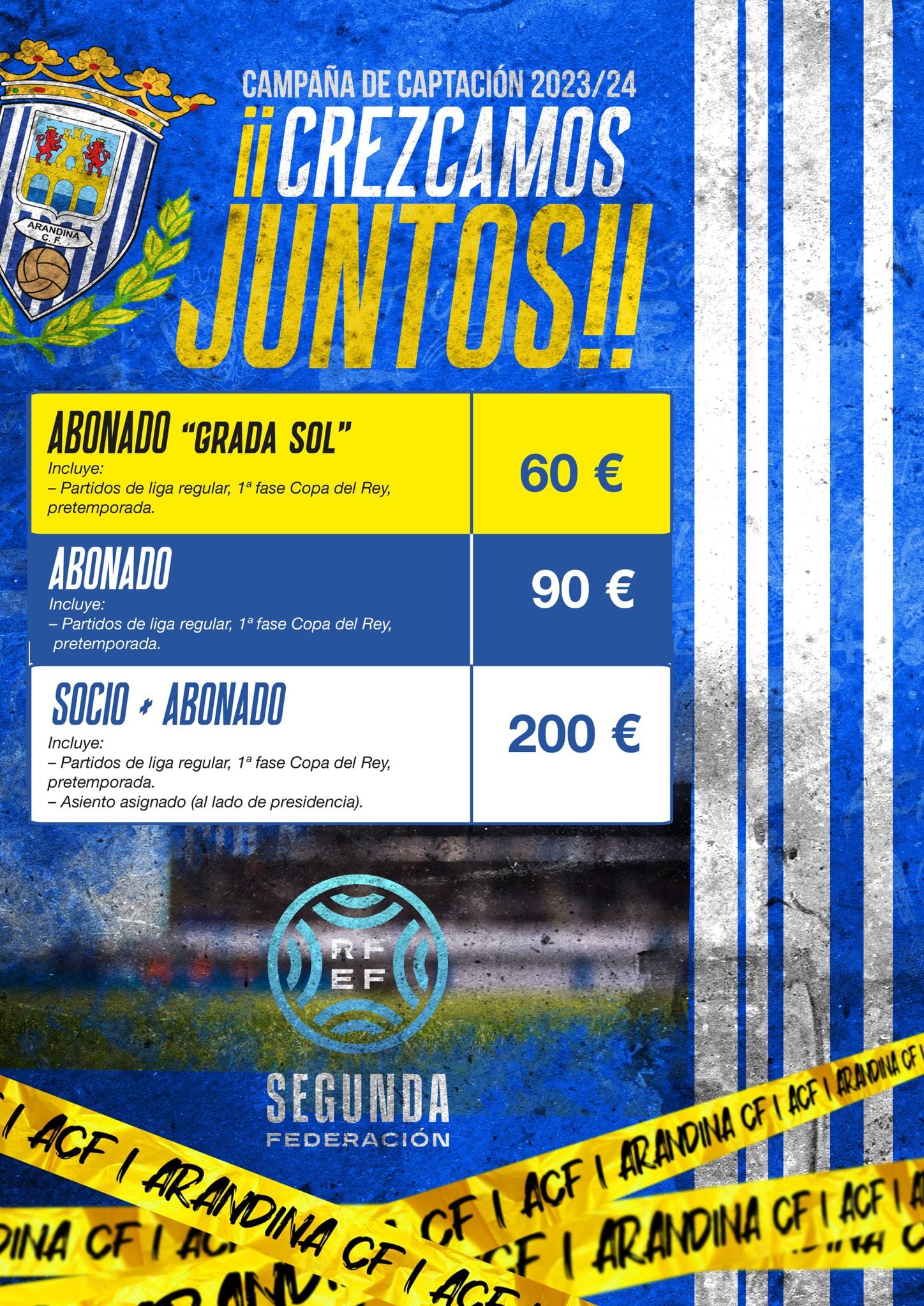 Los precios de los abonados y socios de la Arandina