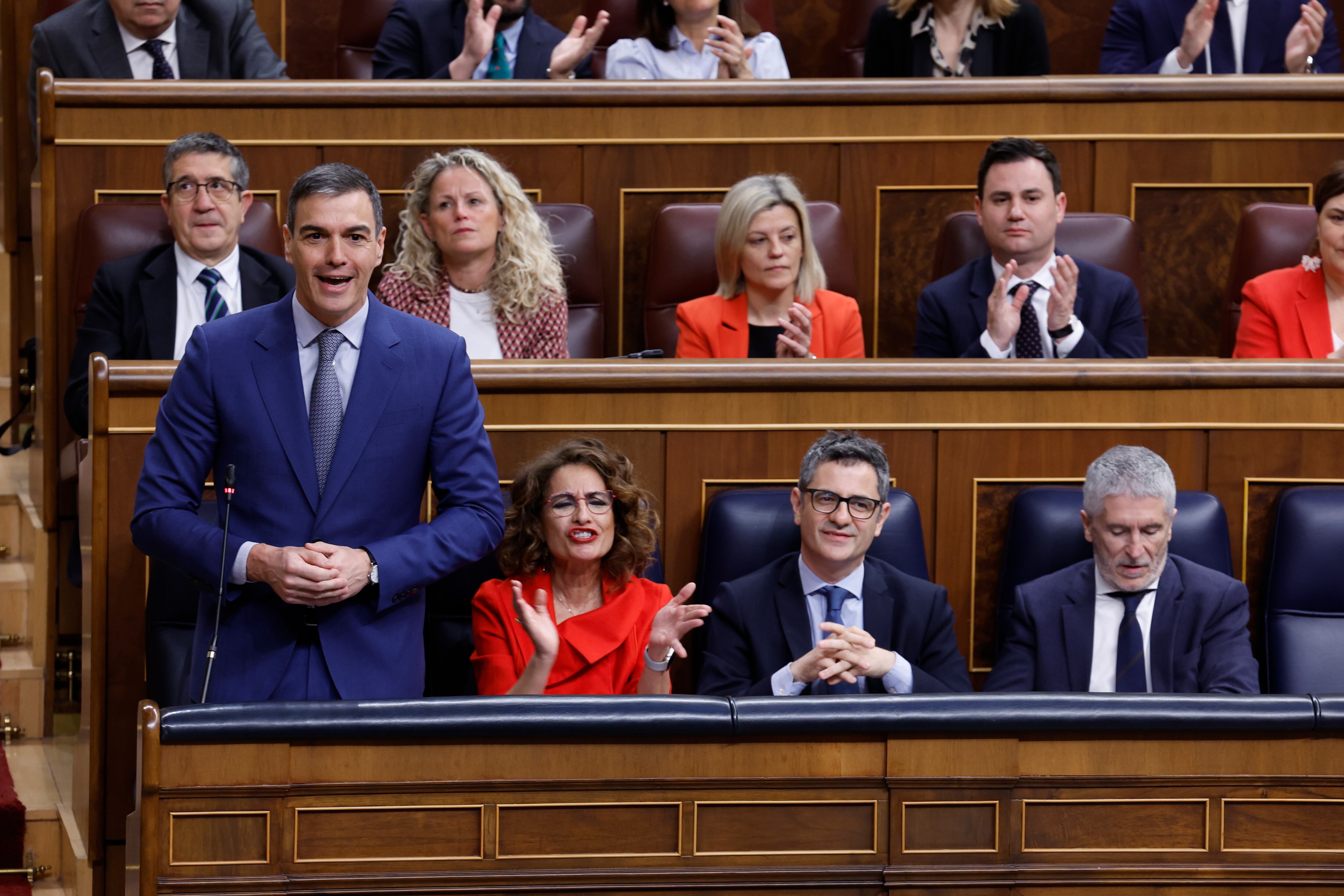 El presidente del Gobierno, Pedro Sánchez, interviene durante la sesión de control al Gobierno este miércoles en el Congreso