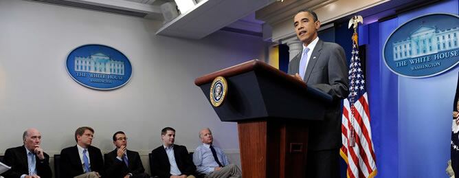 Obama en una rueda de prensa durante la negociación del techo de gasto de EEUU