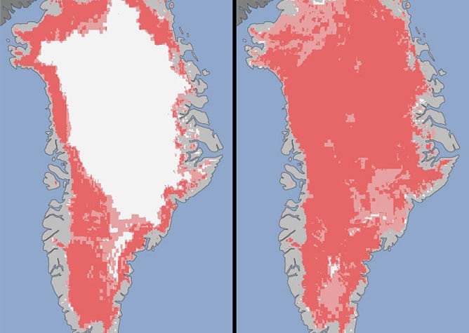 La ola de calor del mes de julio ha provocado una fusión que ha afectado al 97% de la superficie de Groenlandia