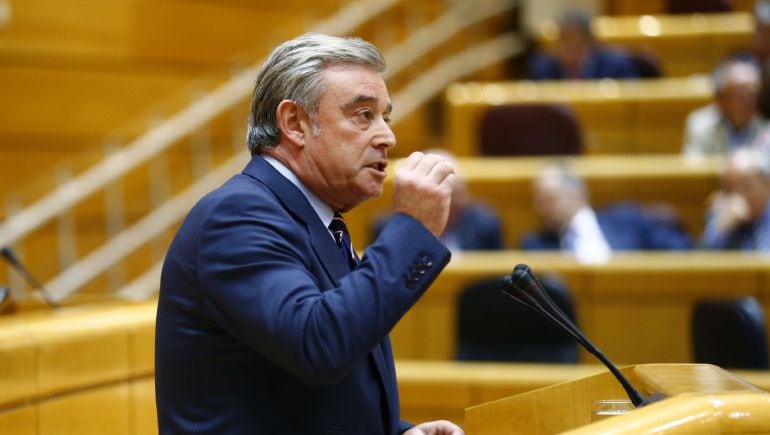 El portavoz del PP en el Senado José Ramón Barreiro durante su intervención esta tarde para presentar una moción del PP en el primer pleno del Senado de la XII legislatura.