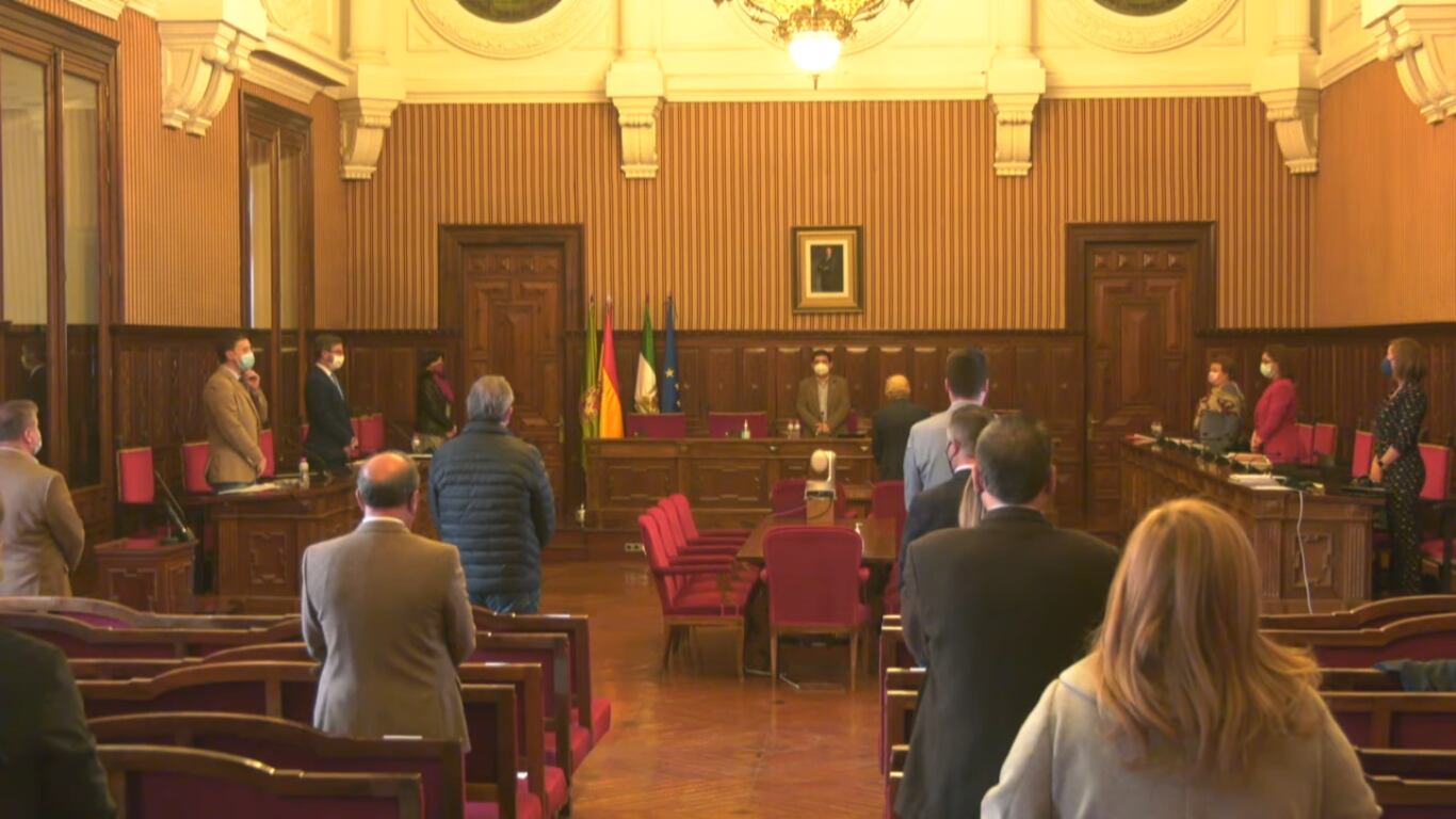 Minuto de silencio guardado durante la celebración del Pleno de la Diputación Provincial.