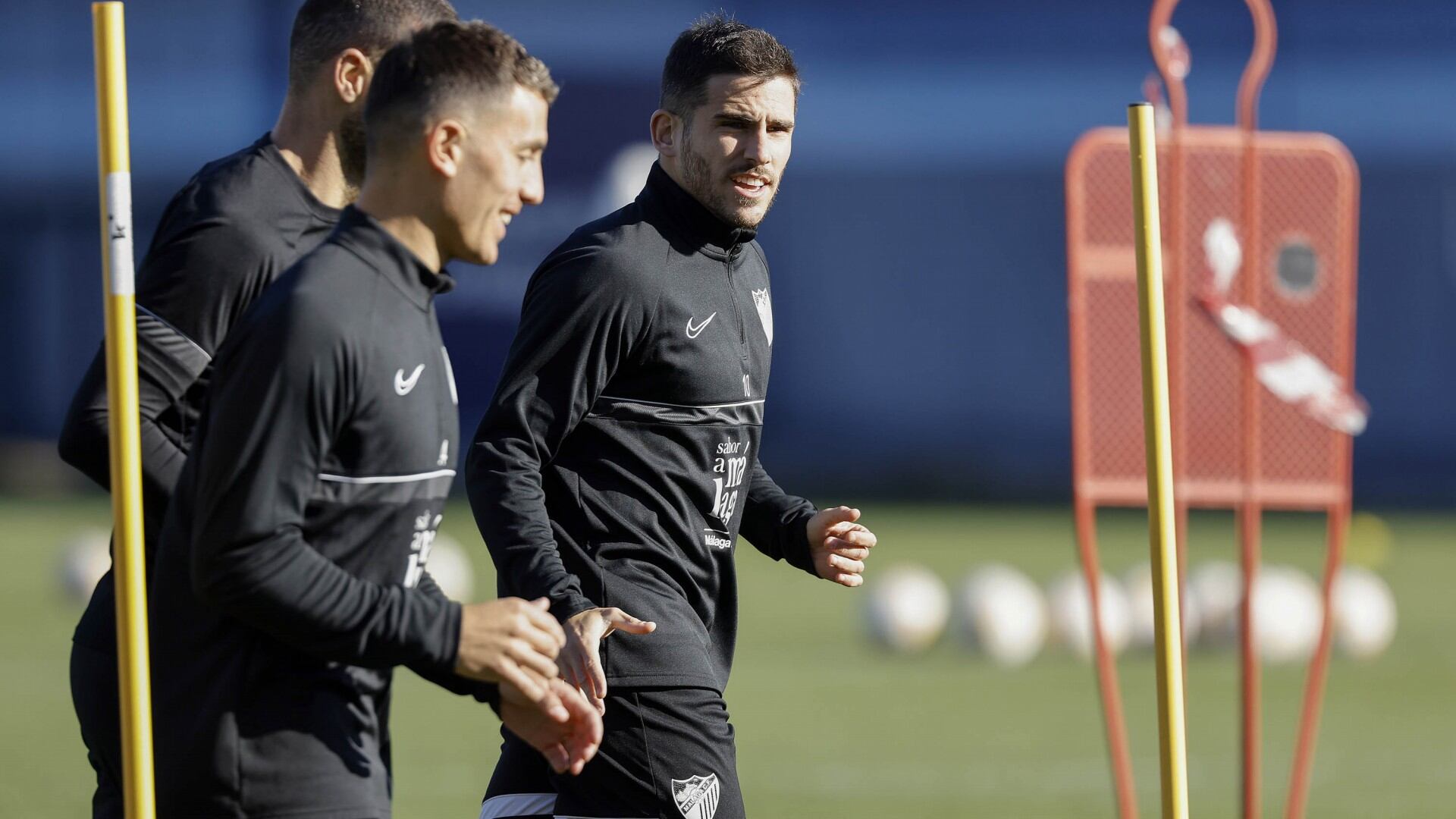 Jairo, junto a Cufré en un entrenamiento del Málaga