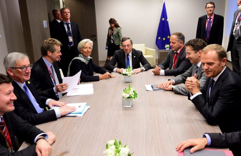 Jean-Claude Juncker, Christine Lagarde, Mario Draghi, Jeroen Dijsselbloem y Donald Tusk.