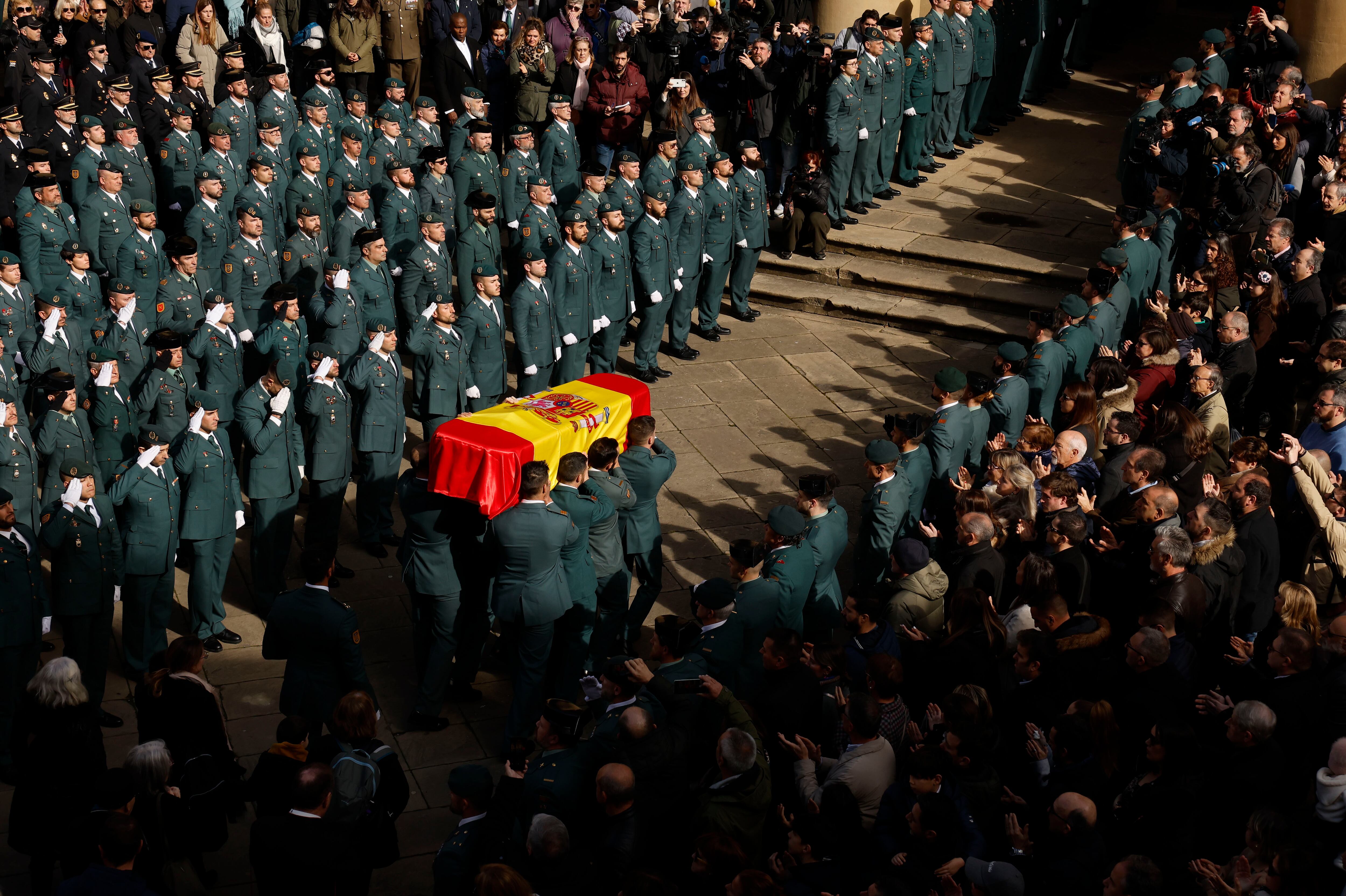 Funeral en Pamplona en memoria del guardia civil David Pérez Carracedo, fallecido en Barbate (Cádiz) al ser arrollada su patrullera por una narcolancha