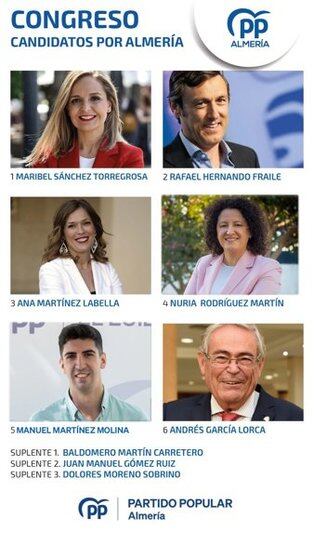 Candidatura del PP de Almería a las Elecciones Generales 23J.