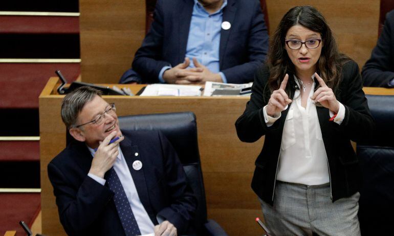 La vicepresidenta del Gobierno valenciano, Mónica Oltra, interviene en la sesión de control