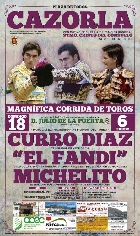 Cartel de la corrida de feria 2016