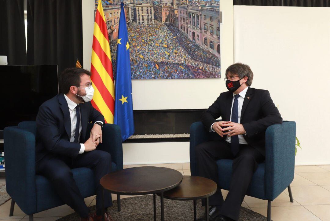 Reunión del presidente de la Generalitat, Pere Aragonès, con el expresidente Carles Puigdemont 