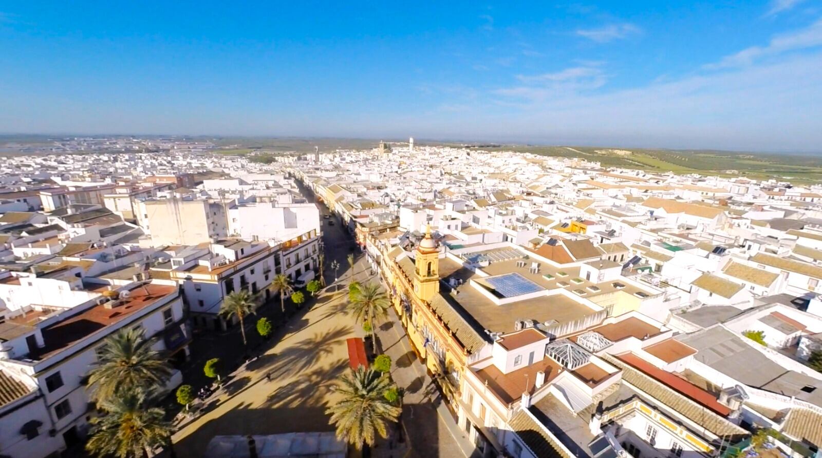 Vista aérea de la Plaza de la Corredera y la calle Corredera de Arahal