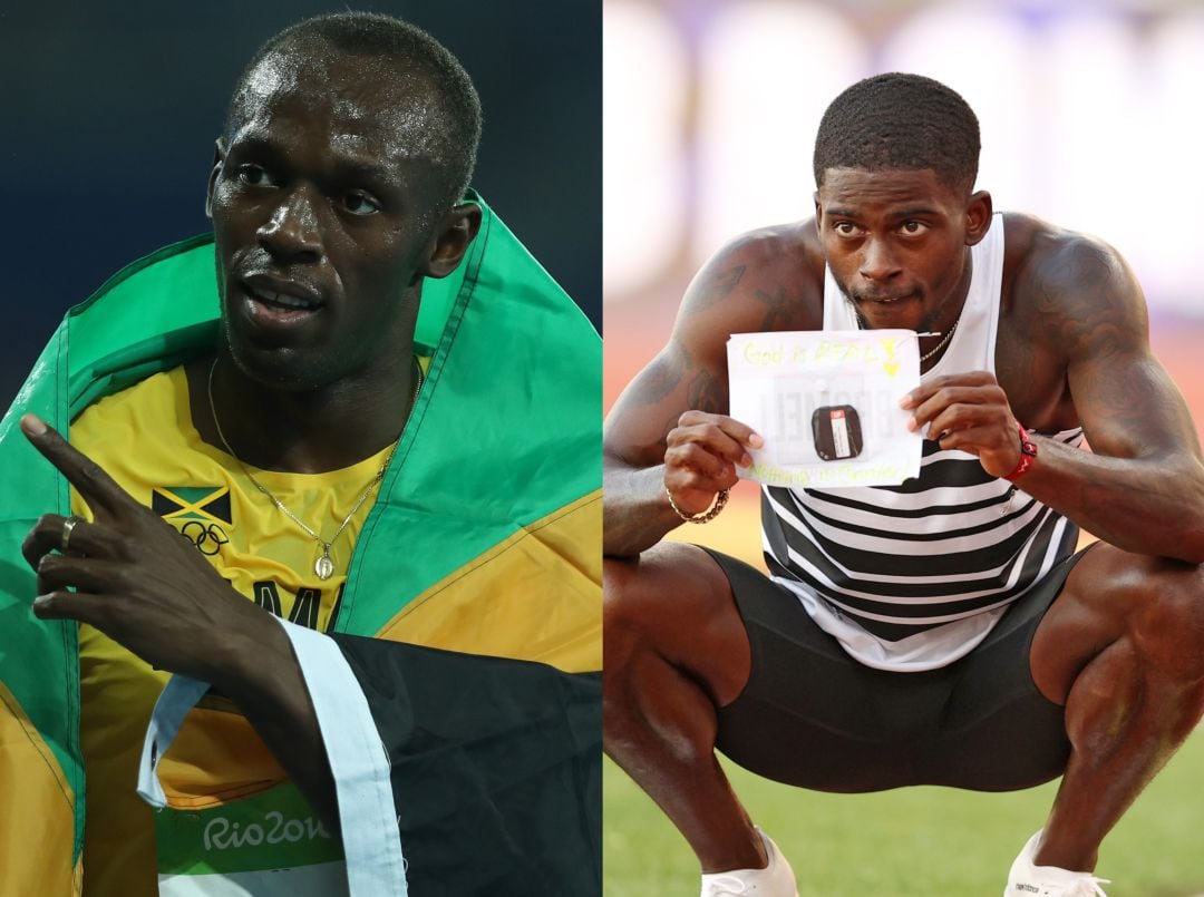 Usain Bolt a la derecha y Bromell a la izquierda