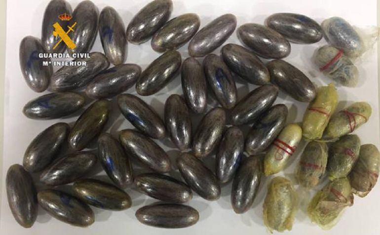 Bellotas con droga incautadas por la Guardia civil