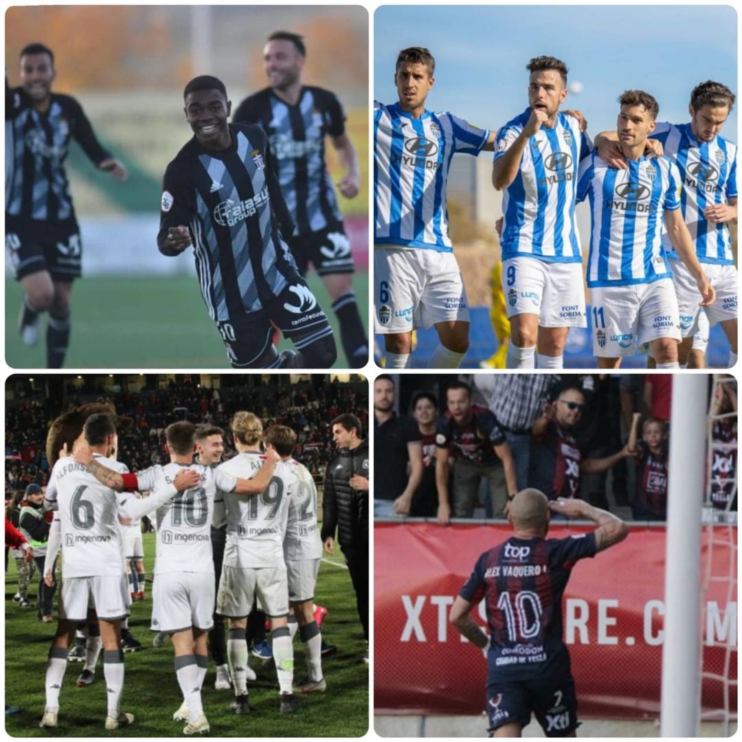 Imágenes de esta campaña del FC Cartagena y Atlético Baleares (arriba), Cultural Leonesa y Yeclano Deportivo (abajo)