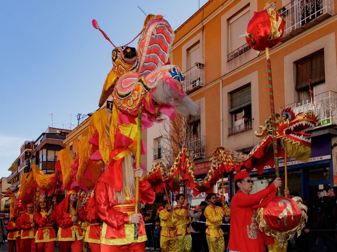 Celebración del Año nuevo chino en el barrio madrileño de Usera, en el año 2018