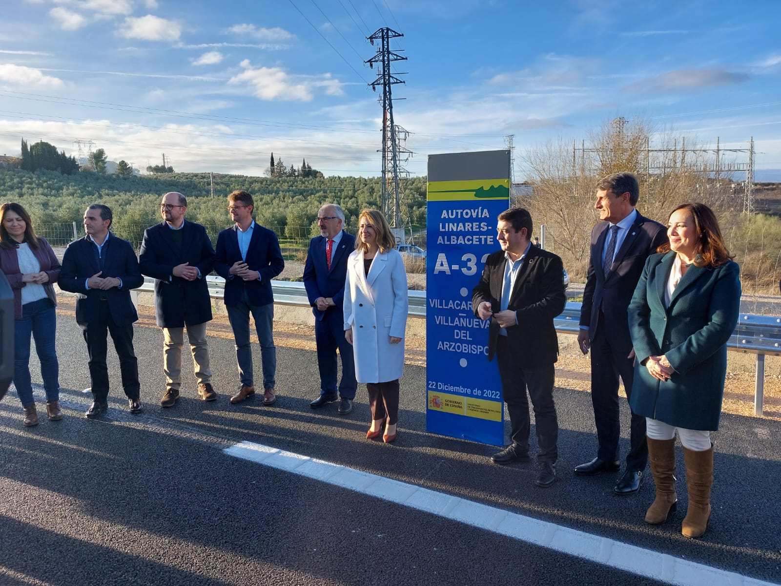 La ministra de transportes, Raquel Sánchez, durante la puesta en marcha de un nuevo tramo de autovía en la A-32 a su paso por la provincia de Jaén