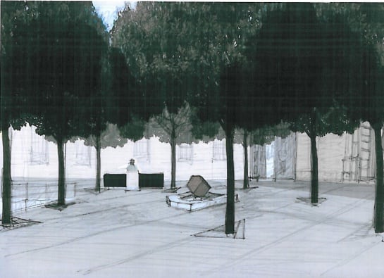 Recreación del espacio donde se ubicará la fuente de la melancolia