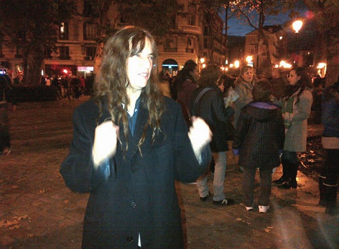 La cantante de Nueva Jersey durante la manifestación posterior a la huelga general que tuvo lugar en Madrid