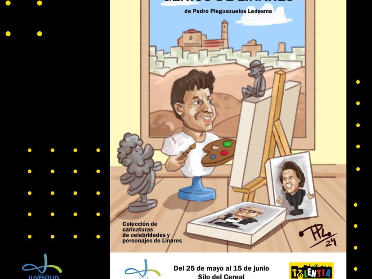 Pedro Pleguezuelos presenta su exposición de caricaturas "Genios de Linares" en el marco del Talentia Joven Fest