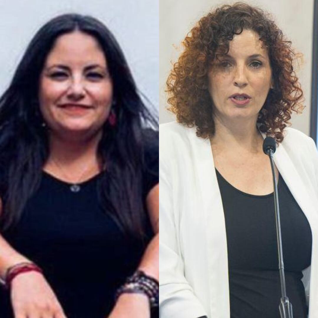 Laura Fuentes, coordinadora de Podemos en Canarias y Sara Ramírez, consejera de igualdad del Cabildo de Gran Canaria, también del partido morado en las islas.