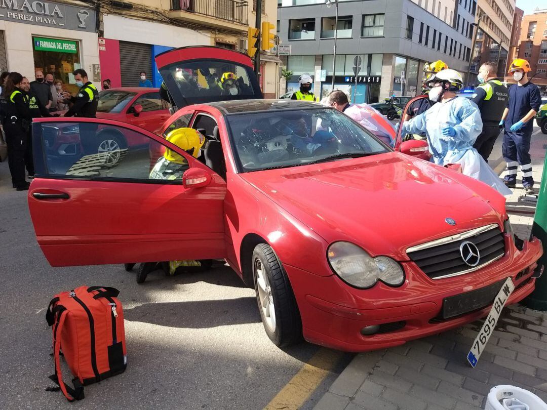 El vehículo accidentado en Málaga capital