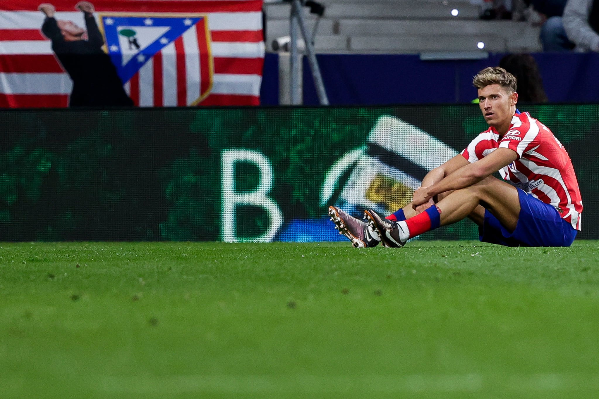 Llorente, lesionado en el choque ante el Real Valladolid.