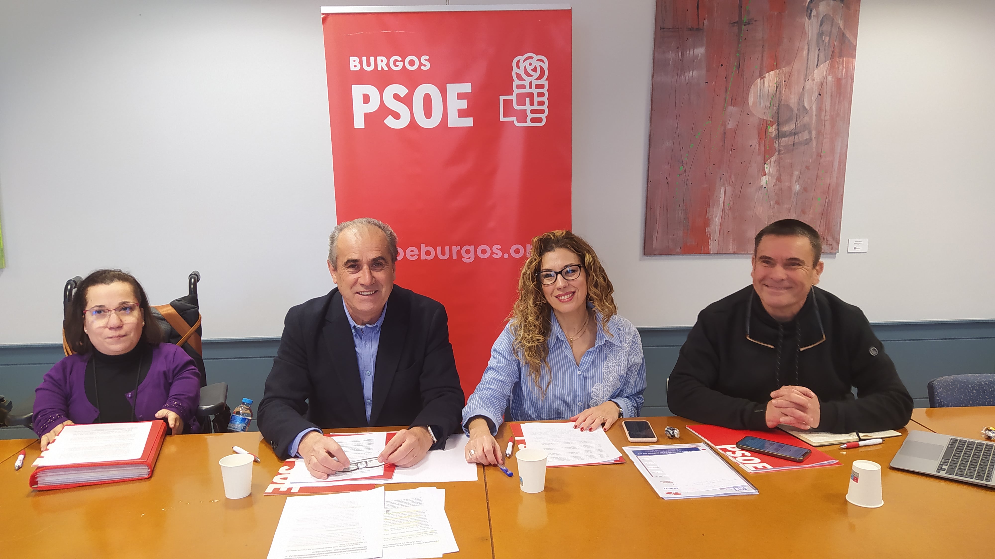 Los procuradores del PSOE por Burgos (de izda a dcha): Noelia Frutos, Luis Briones, Virginia Jiménez y Jesús Puente