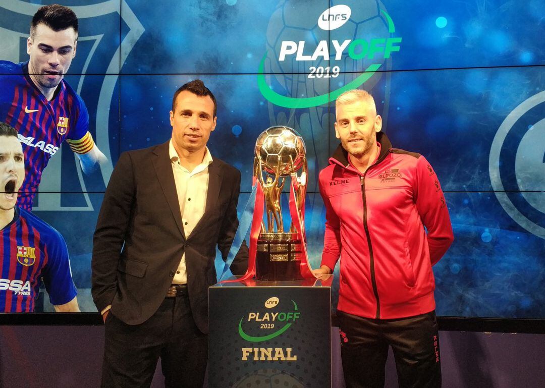 Diego Giustozzi y Miguelín en la presentación de la final de la LNFS