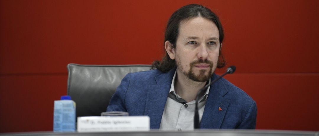 El vicepresidente segundo y ministro de Derechos Sociales y Agenda 2030, Pablo Iglesias durante la Asamblea General de la Plataforma del Tercer Sector.