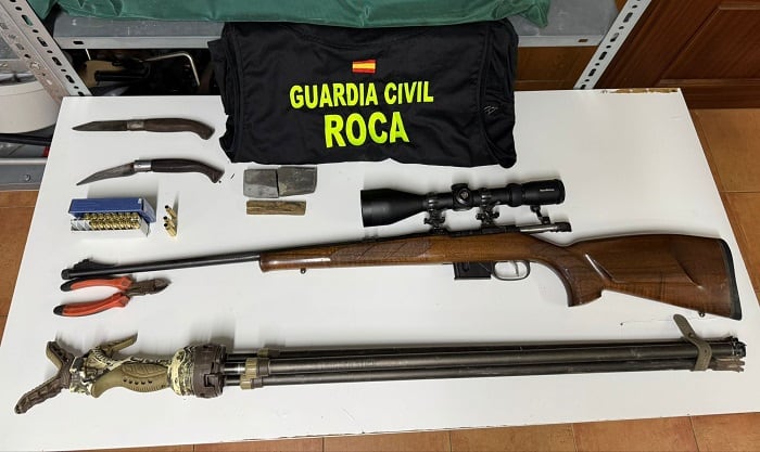 Armas incautadas por la Guardia Civil