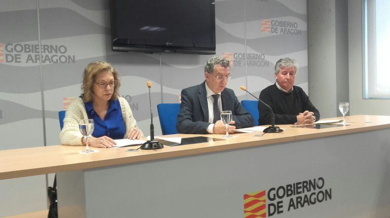 El consejero de Sanidad, en el centro, durante el anuncio de la Oferta Pública de Empleo