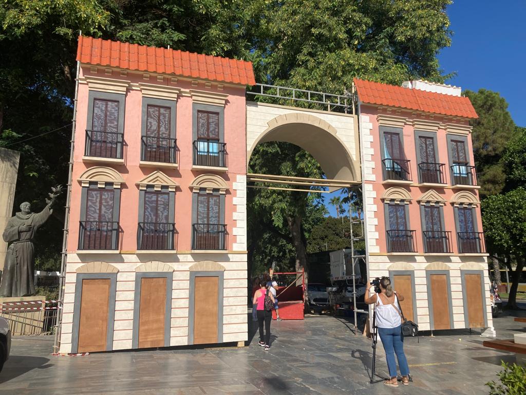 Recreación de la facha del Palacio Codorniú en la entrada del Malecón de Murcia