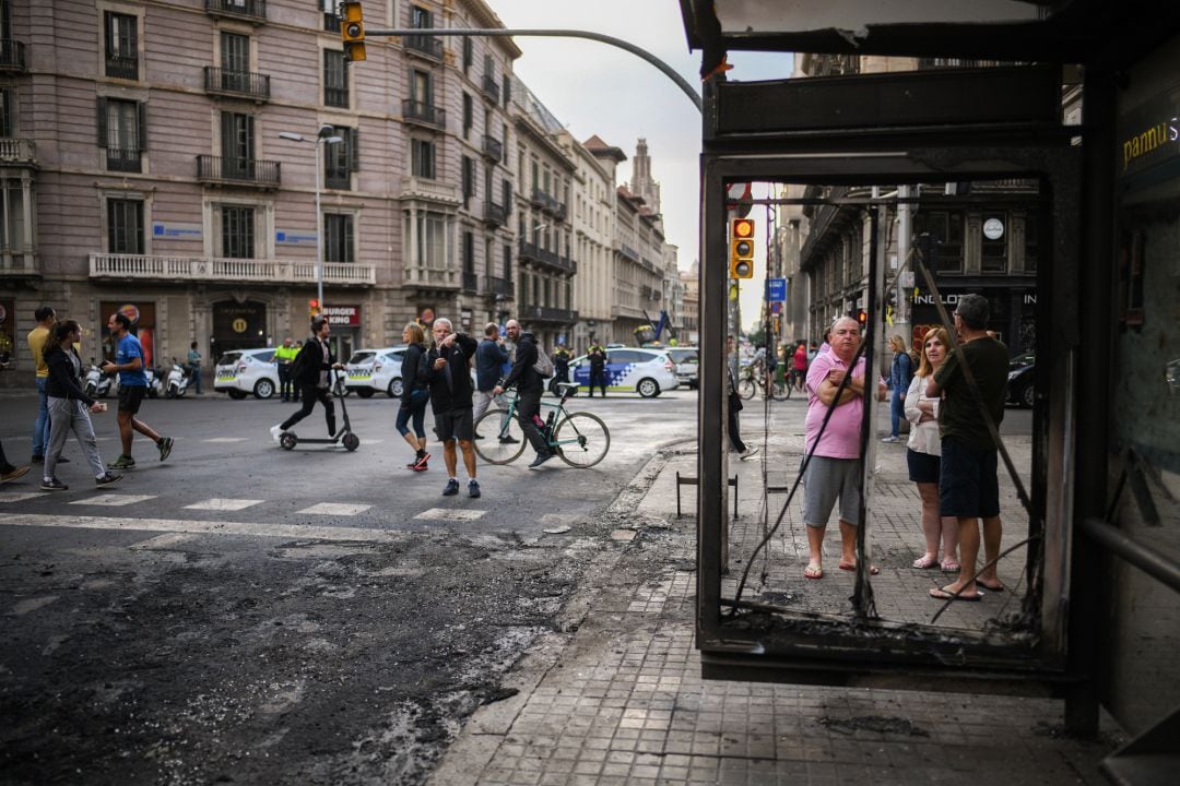 Los desperfectos ocasionados por las protestas en Barcelona