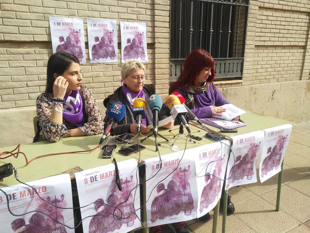 Rueda de prensa, en Zaragoza, para presentar los actos del 8M. 