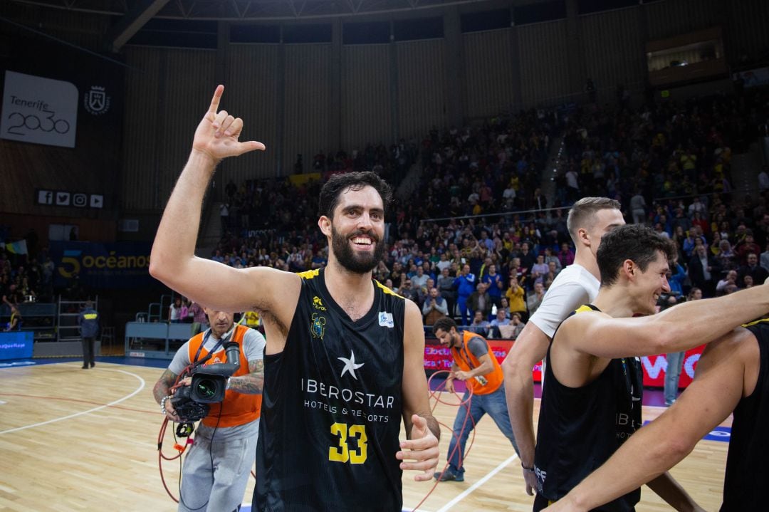 El alero madrileño celebra el triunfo ante Valencia Basket el pasado sábado